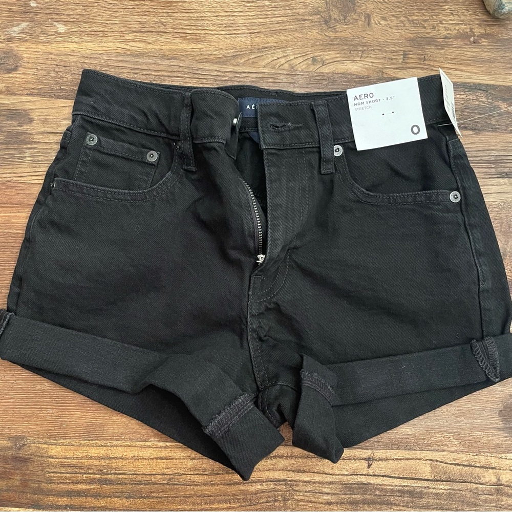 High-Rise Stretch Denim Mom Shorts
